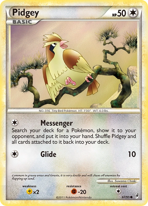 Pidgey Pokémon card from Call of Legends, number 67 (Standard print)