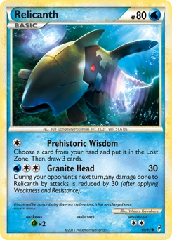 Relicanth Pokémon card, number 69