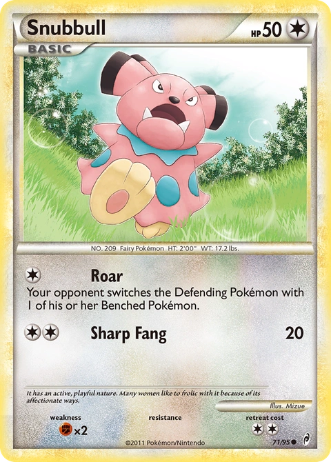 Snubbull Pokémon card from Call of Legends, number 71 (Standard print)