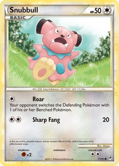 Snubbull Pokémon card, number 71
