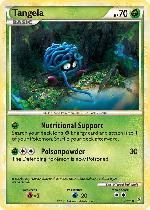 Tangela Pokémon card from Call of Legends, number 72 (Standard print)