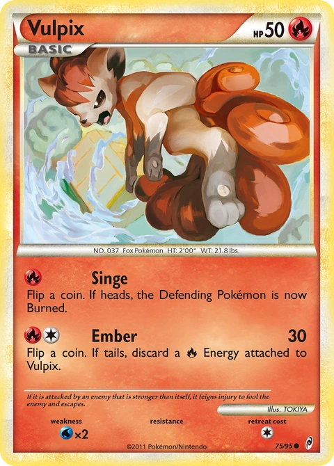 Vulpix Pokémon card from Call of Legends, number 75 (Standard print)
