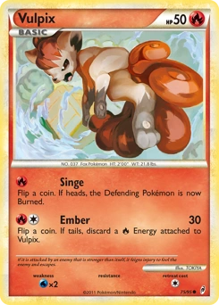 Vulpix Pokémon card, number 75