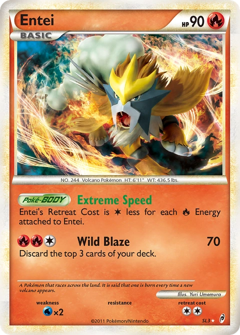 Entei Pokémon card from Call of Legends, number SL3 (Holo print)