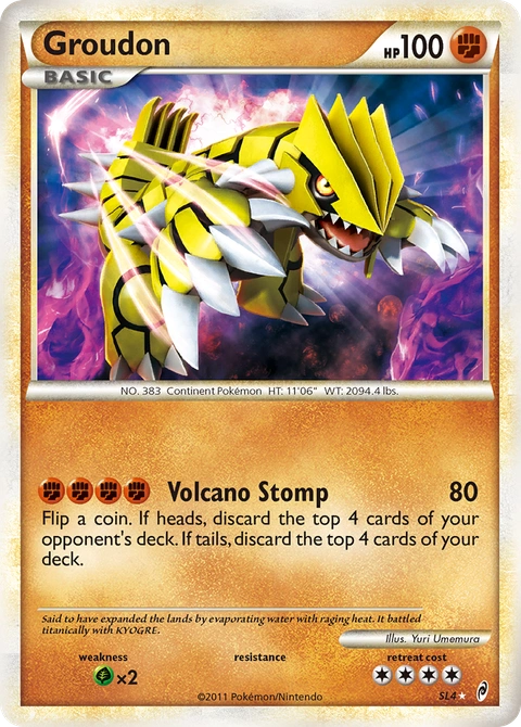 Groudon Pokémon card from Call of Legends, number SL4 (Holo print)