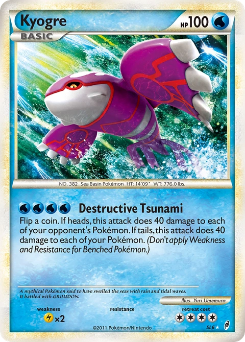 Kyogre Pokémon card from Call of Legends, number SL6 (Holo print)