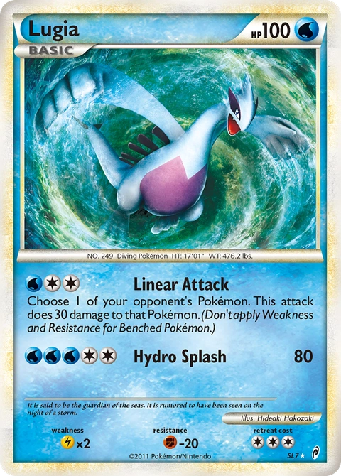 Lugia Pokémon card from Call of Legends, number SL7 (Holo print)