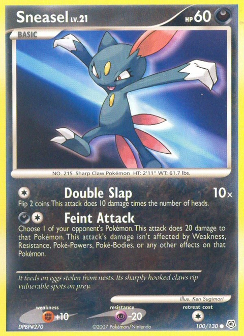 Sneasel Pokémon card from Diamond & Pearl, number 100 (Standard print)