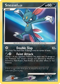 Sneasel Pokémon card, number 100