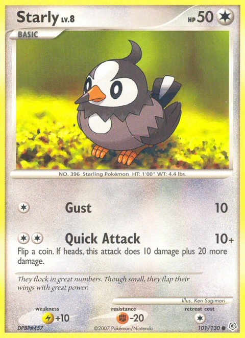 Starly Pokémon card from Diamond & Pearl, number 101 (Standard print)