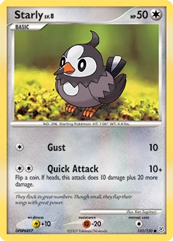 Starly Pokémon card, number 101