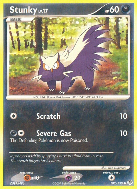 Stunky Pokémon card from Diamond & Pearl, number 102 (Standard print)