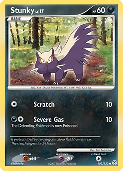 Stunky Pokémon card, number 102