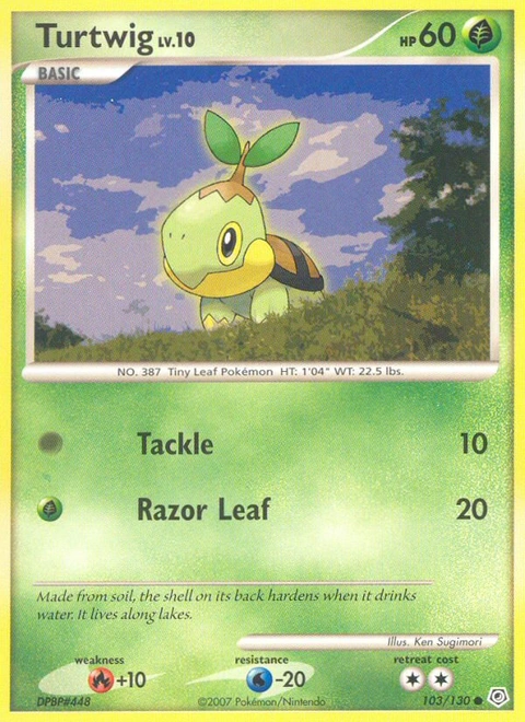 Turtwig Pokémon card from Diamond & Pearl, number 103 (Standard print)