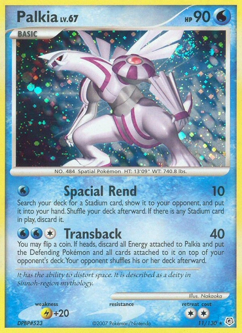 Palkia Pokémon card from Diamond & Pearl, number 11 (Holo print)