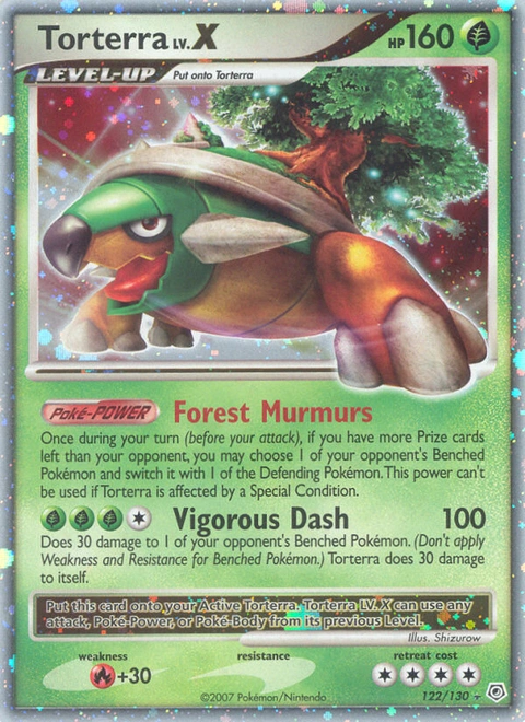 Torterra LV.X Pokémon card from Diamond & Pearl, number 122 (Holo print)