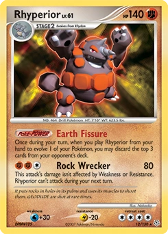 Rhyperior Pokémon card, number 12