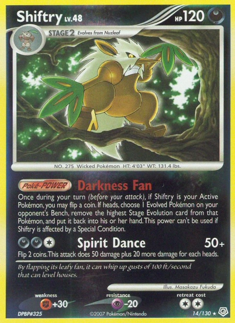 Shiftry Pokémon card from Diamond & Pearl, number 14 (Holo print)