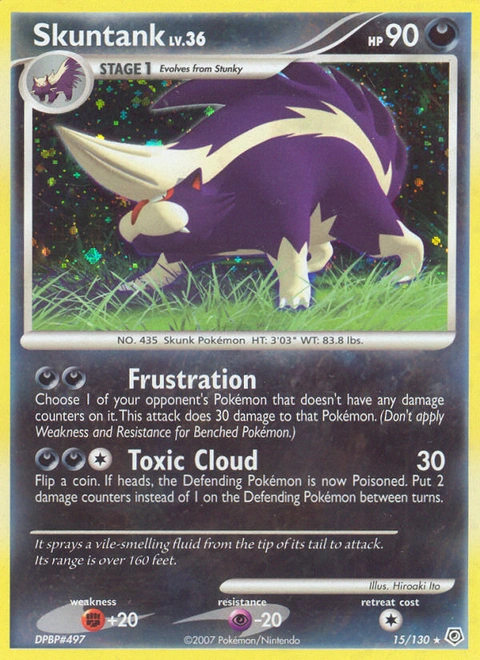 Skuntank Pokémon card from Diamond & Pearl, number 15 (Holo print)