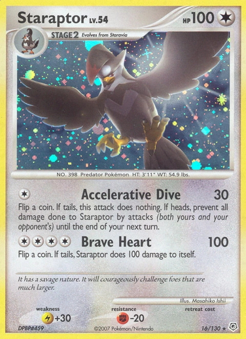 Staraptor Pokémon card from Diamond & Pearl, number 16 (Holo print)