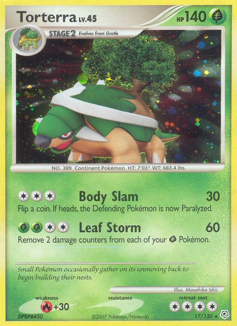 Torterra Pokémon card from Diamond & Pearl, number 17 (Holo print)