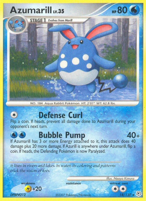 Azumarill Pokémon card from Diamond & Pearl, number 18 (Standard print)