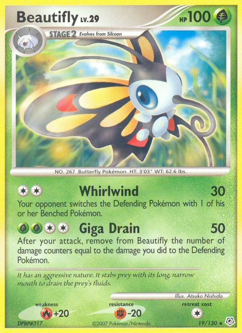 Beautifly Pokémon card from Diamond & Pearl, number 19 (Standard print)