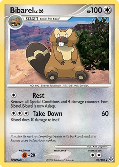 Bibarel Pokémon card, number 20