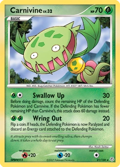 Carnivine Pokémon card, number 21