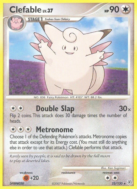 Clefable Pokémon card from Diamond & Pearl, number 22 (Standard print)