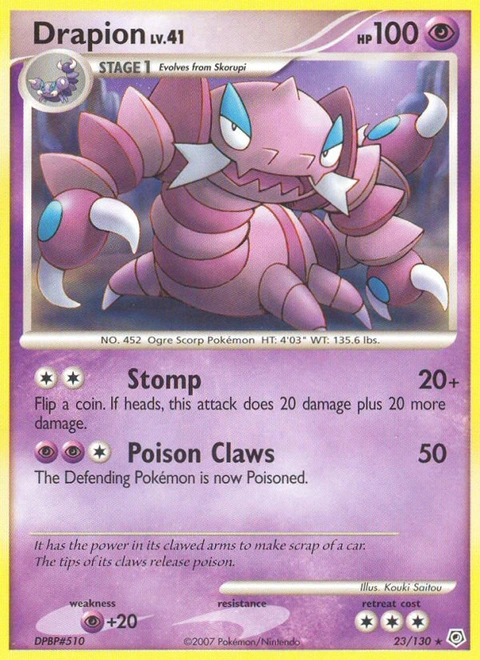 Drapion Pokémon card from Diamond & Pearl, number 23 (Standard print)