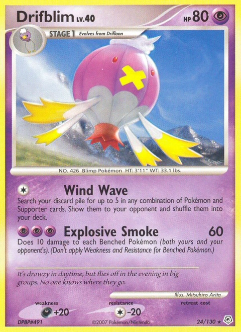 Drifblim Pokémon card from Diamond & Pearl, number 24 (Standard print)