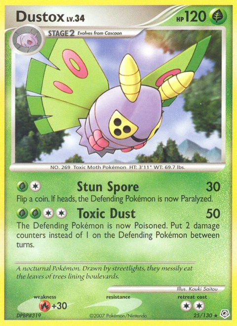Dustox Pokémon card from Diamond & Pearl, number 25 (Standard print)