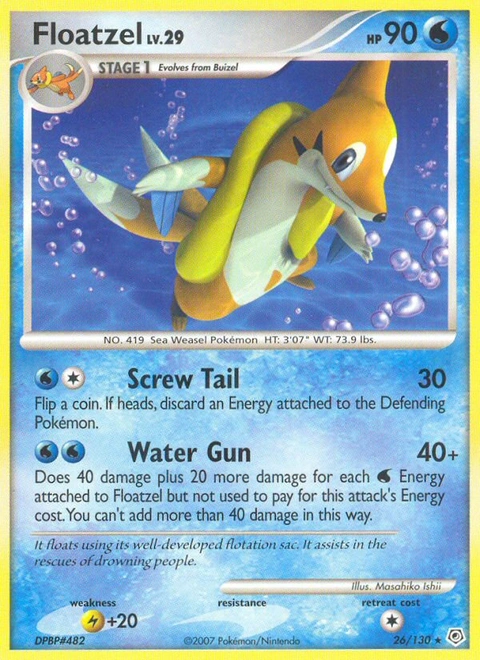 Floatzel Pokémon card from Diamond & Pearl, number 26 (Standard print)