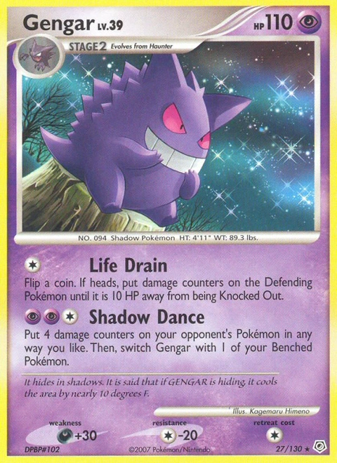 Gengar Pokémon card from Diamond & Pearl, number 27 (Standard print)