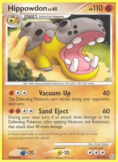 Hippowdon Pokémon card from Diamond & Pearl, number 29 (Standard print)