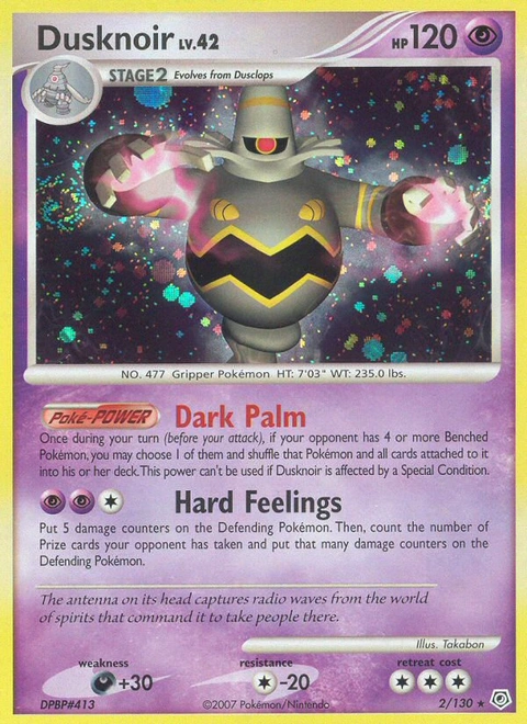 Dusknoir Pokémon card from Diamond & Pearl, number 2 (Holo print)