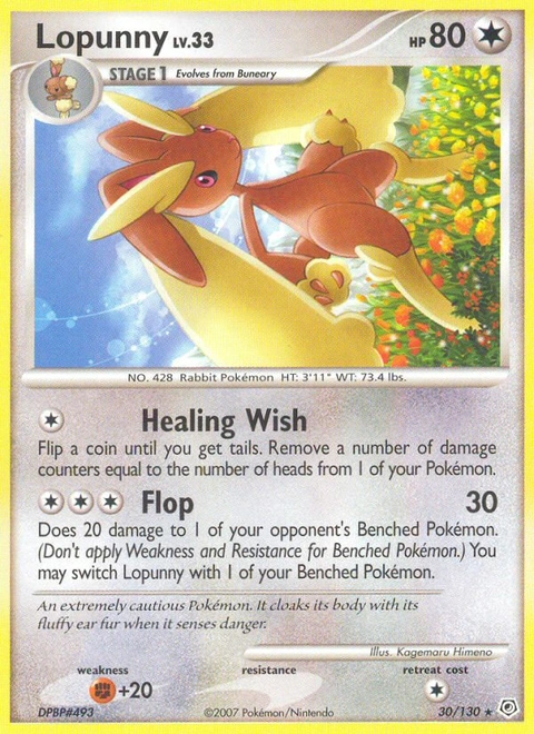 Lopunny Pokémon card from Diamond & Pearl, number 30 (Standard print)