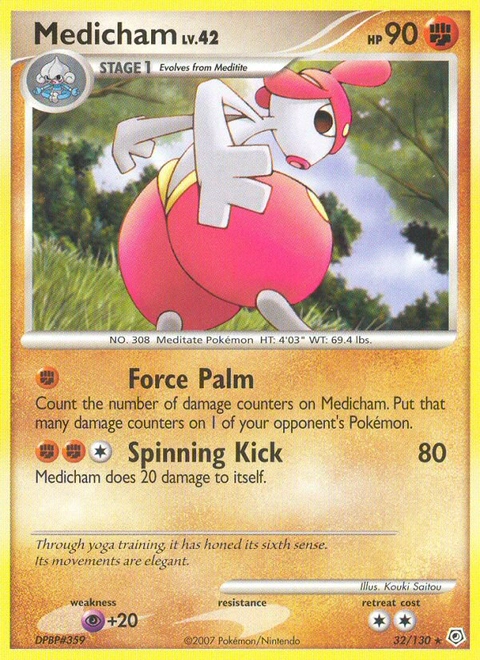 Medicham Pokémon card from Diamond & Pearl, number 32 (Standard print)