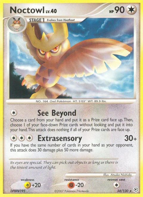 Noctowl Pokémon card from Diamond & Pearl, number 34 (Standard print)
