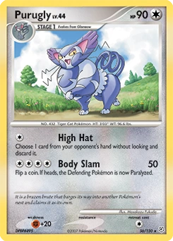 Purugly Pokémon card, number 36