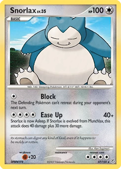 Snorlax Pokémon card, number 37