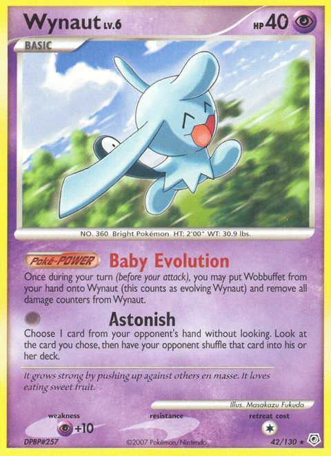 Wynaut Pokémon card from Diamond & Pearl, number 42 (Standard print)