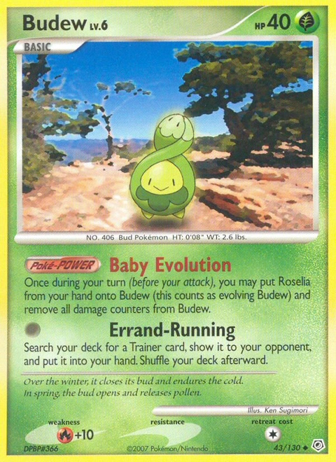 Budew Pokémon card from Diamond & Pearl, number 43 (Standard print)