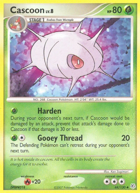 Cascoon Pokémon card from Diamond & Pearl, number 44 (Standard print)