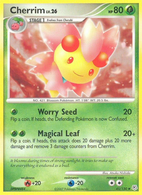 Cherrim Pokémon card from Diamond & Pearl, number 45 (Standard print)