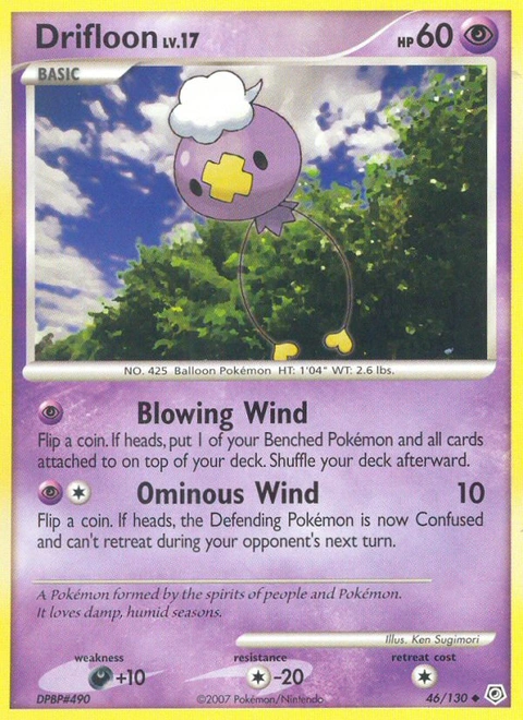 Drifloon Pokémon card from Diamond & Pearl, number 46 (Standard print)