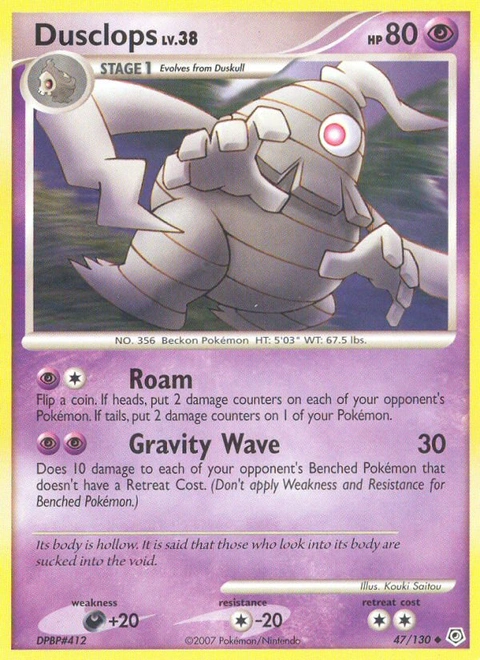Dusclops Pokémon card from Diamond & Pearl, number 47 (Standard print)