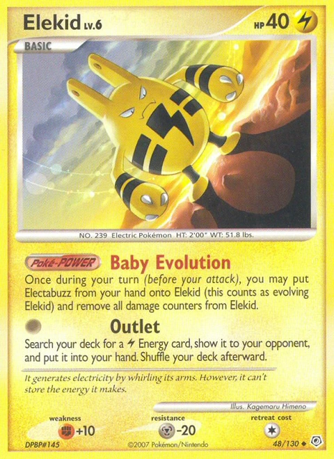 Elekid Pokémon card from Diamond & Pearl, number 48 (Standard print)