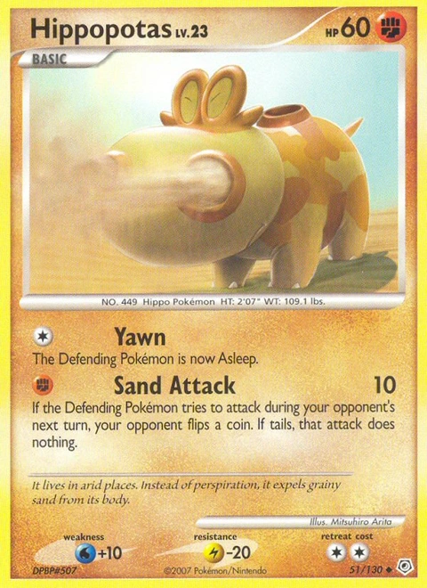 Hippopotas Pokémon card from Diamond & Pearl, number 51 (Standard print)